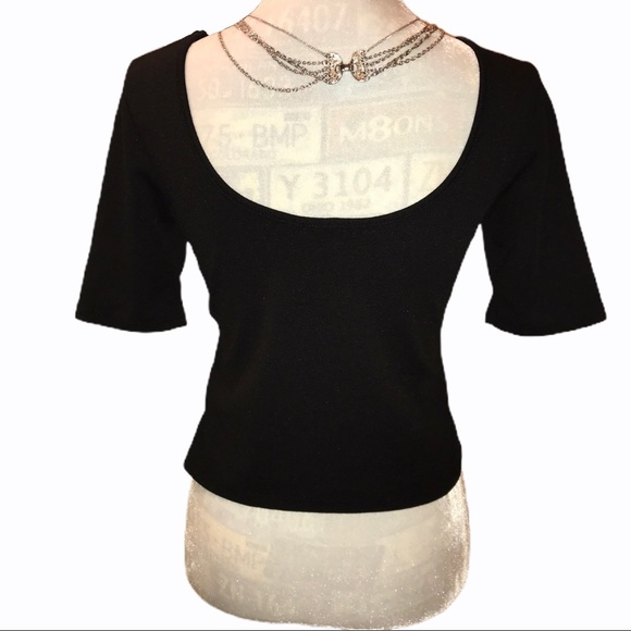 About a Girl Textured Black Crop Top - Sz Lg - Picture 3 of 11